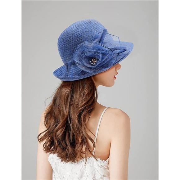 Women Organza Derby Church Wedding Hat - Picture 5 of 6